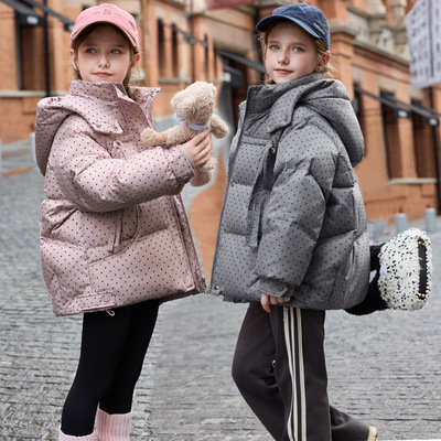 2025冬季韩版女童短款加厚羽绒服小女孩中大童白鸭绒洋气保暖外套