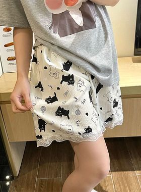 睡裤女夏季云朵棉短裤薄款日系学生纯棉遛弯可外穿夏天睡衣家居裤