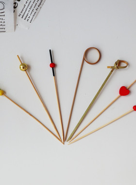 ins封爱心水果圆珠创意签汉堡三明治固定签子餐厅会所复古牙签