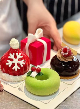 法式立体甜品硅胶烘焙慕斯模具扁圆甜甜圈方块圣诞猫造型磨具