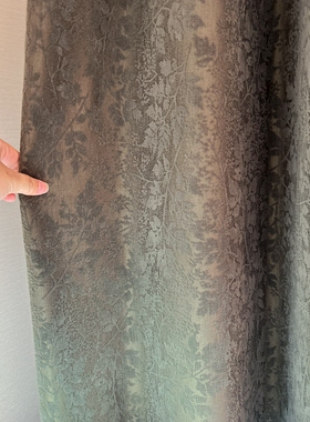 厚实保暖挡风墨绿色复古风提花遮光高端窗帘定制卧室客厅布艺窗帘