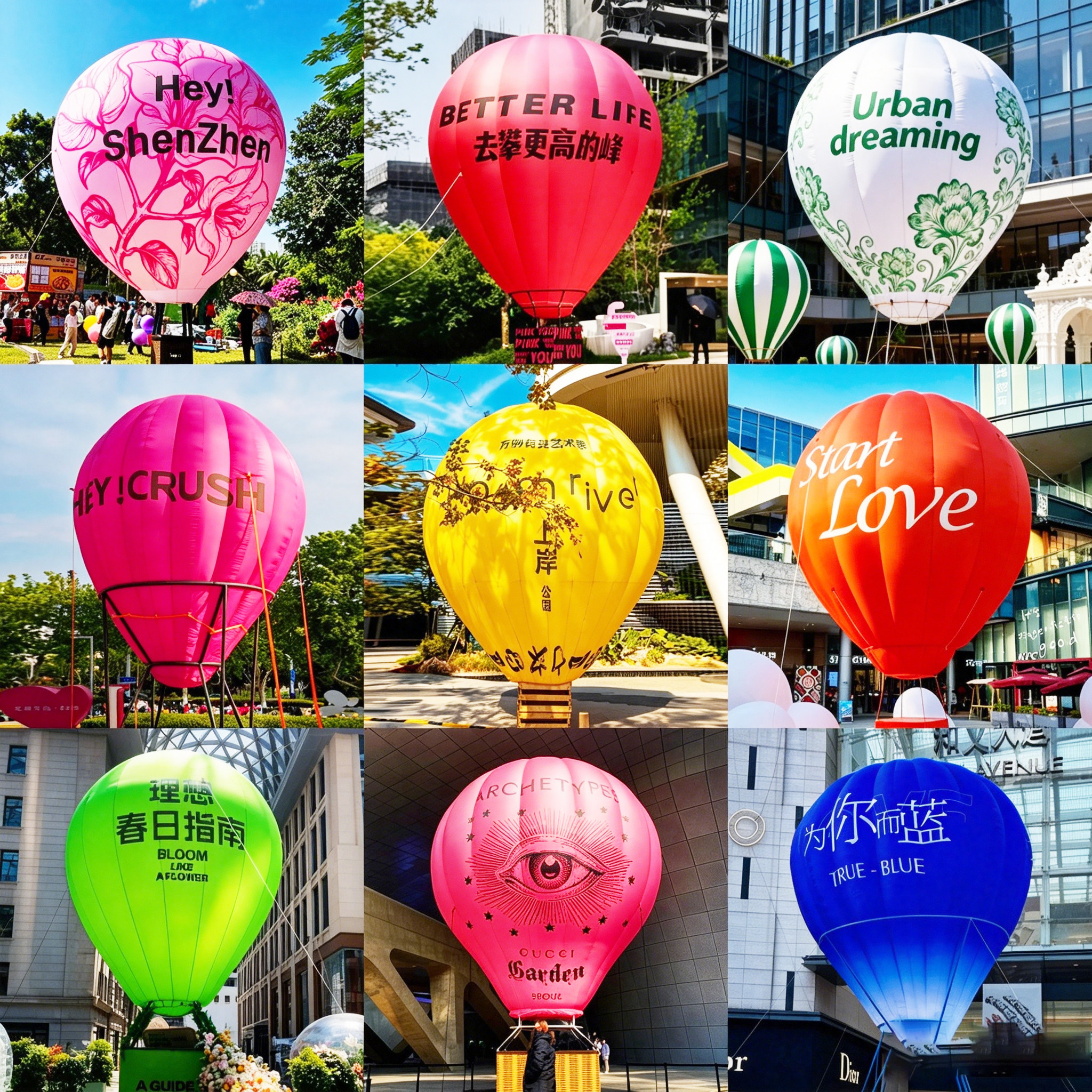 网红充气热气球卡通大型吉祥物发光云朵气模景区露营卡通美陈定制