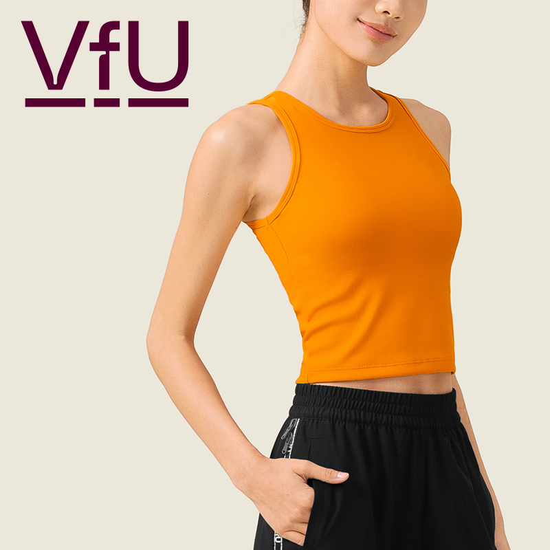 VfU紧身短款运动背心女无袖瑜伽健身衣普拉提训练服上衣打底衫夏