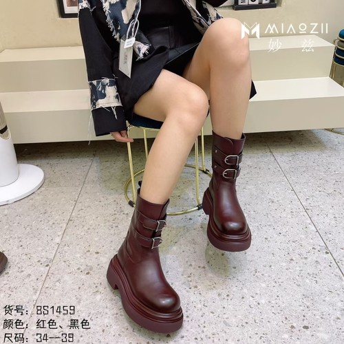 24年妙兹冬季时尚潮流韩版宽松厚底舒适百搭弹力靴8S1459