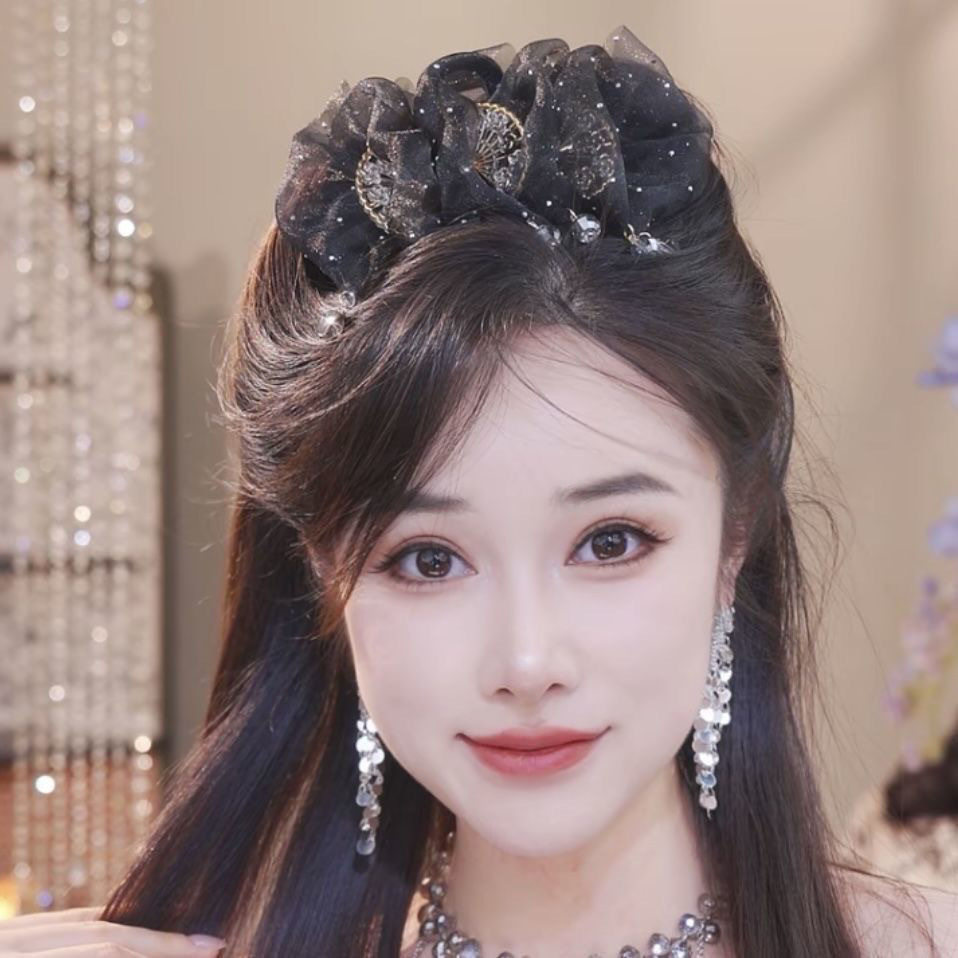 【国风裙摆】超仙扇子流苏抓夹蓬松高颅顶显发量鲨鱼夹发夹2584,饰品/流行首饰/时尚饰品新,民族风发饰,淘宝优惠券,粉丝福利购,淘宝优惠卷