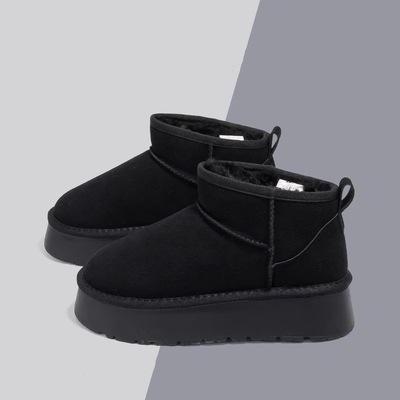 爆款雪地靴女冬加绒2025新款冬季大棉鞋厚底短靴外穿面包鞋子