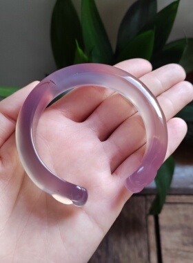 57圈口无烧无染色马料紫玉髓开口猫爪款手镯女款玛瑙正品玉髓镯子