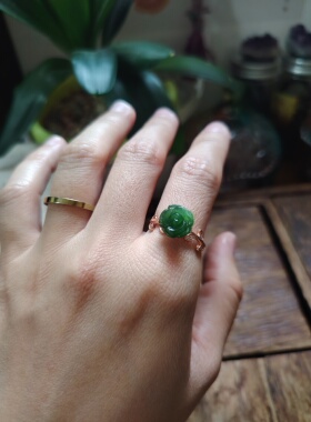 天然和田碧玉玫瑰花戒指女款925银镶嵌时尚个性简约百搭饰品礼物