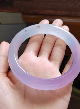 64圈口天然高温紫玉髓手镯半山水水草飘花妖紫色玛瑙手镯包邮女