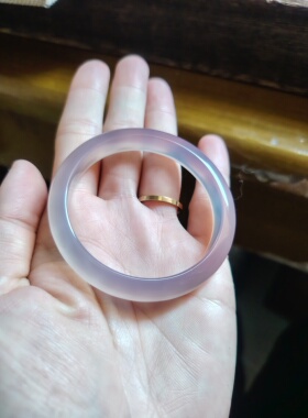 50-51圈口天然无烧无染色灰紫色玉髓手镯玛瑙玉镯女友生日礼物