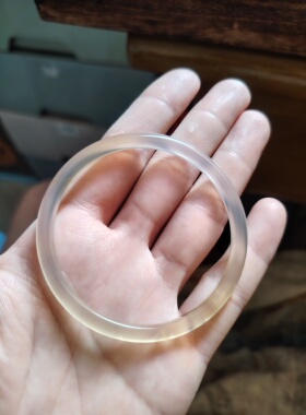 52-53圈口天然玛瑙手镯女款冰种白月光叮当镯子玉髓荔枝冻玉镯冰