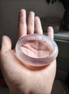 51圈口天然原色无烧无染色巴西灰紫玉髓手镯玛瑙玉镯礼物送女友