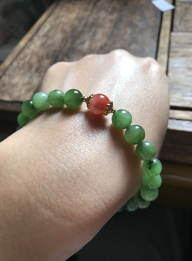 天然原矿碧玉手链女款单圈手串送闺蜜礼物饰品礼物