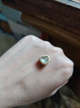 天然A货翡翠魔盒爱心925纯银镶嵌缅甸木纳料冰种爱心戒指吊坠