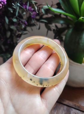 特惠童镯天然原色无烧无染色原矿原色海洋飘花玉髓手镯玛瑙