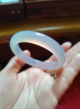 54.2圈口天然原色无烧无染色玉髓手镯送女友闺蜜生日礼物