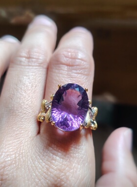 鸽子蛋净体宝石级紫水晶925银镶嵌天然紫水晶戒指女款时尚礼物