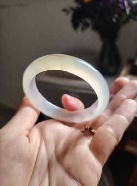 52-53圈口天然原矿原色无烧无染色马料玉髓手镯女送礼玉镯子玛瑙