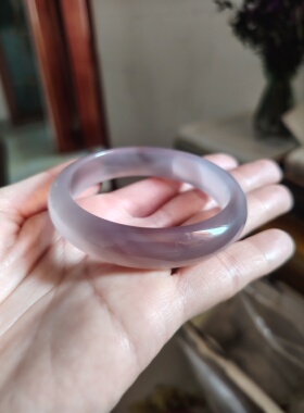 54-55圈口天然原色无烧无染色玉髓手镯送女友闺蜜生日礼物
