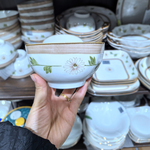 冠祥陶瓷餐具饭碗儿童家用饭菜盘方圆盘子米饭小碗高级感中国风碗