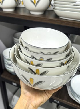 冠祥陶瓷餐具饭碗儿童家用菜盘双耳方圆盘鱼盘小蝶米饭小碗中国风