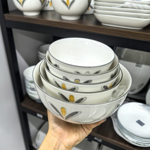 冠祥陶瓷餐具饭碗儿童家用菜盘双耳方圆盘鱼盘小蝶米饭小碗中国风