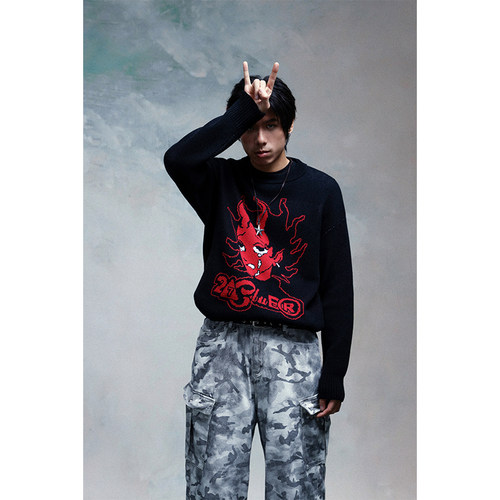 2727WORLD法老卡通提花毛衣