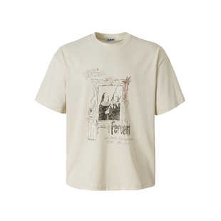 2727WORLD 法老 莱赛尔纤维恶搞涂鸦短袖T恤美式复古街头