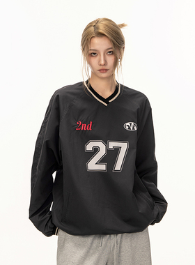 2727WORLD 法老 复古套头尼龙长袖球服卫衣 美式街头国潮流休闲