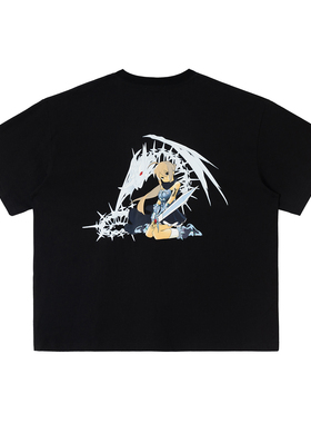 2727WORLD 法老 冰龙少女印花短袖T恤国潮美式复古街头