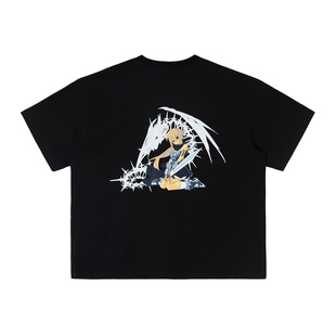 T恤国潮美式 冰龙少女印花短袖 复古街头 法老 2727WORLD