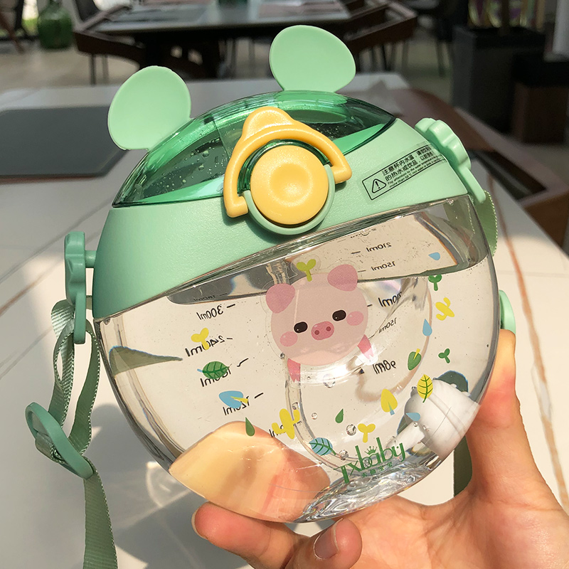 三櫻甜甜圈兒童水杯防摔小學(xué)生水壺幼兒園男女寶寶吸管杯便攜杯子