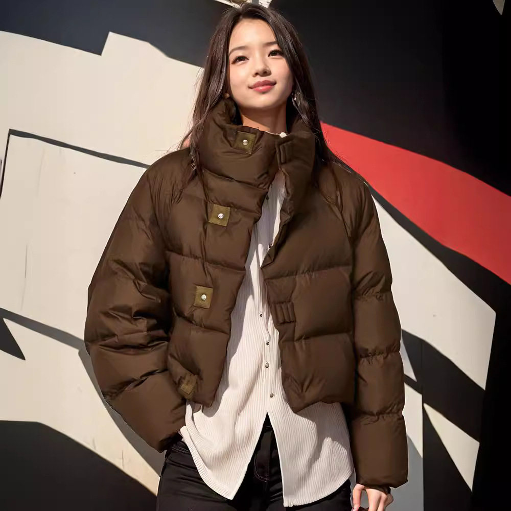 2025新款冬装女款咖色棉服外棉衣/棉服