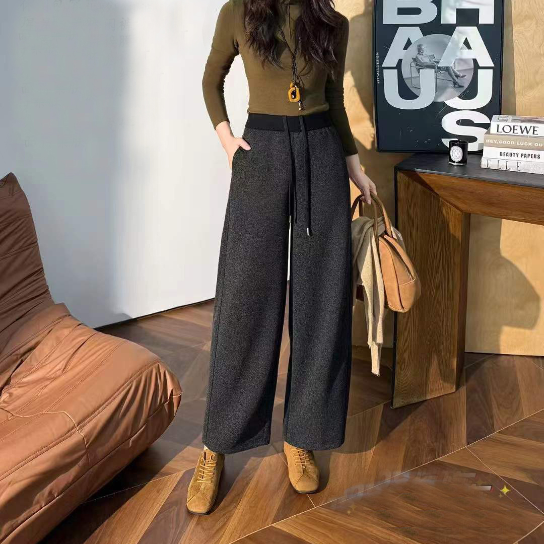 玉丰情丝2025冬新款慵懒花苞裤