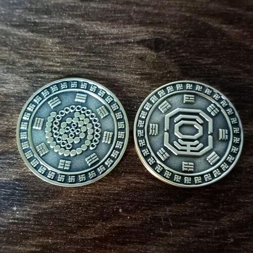 黄铜冲压工艺先天八卦后天八卦铜钱万缘和合黑洞吸财铜钱3cm双面