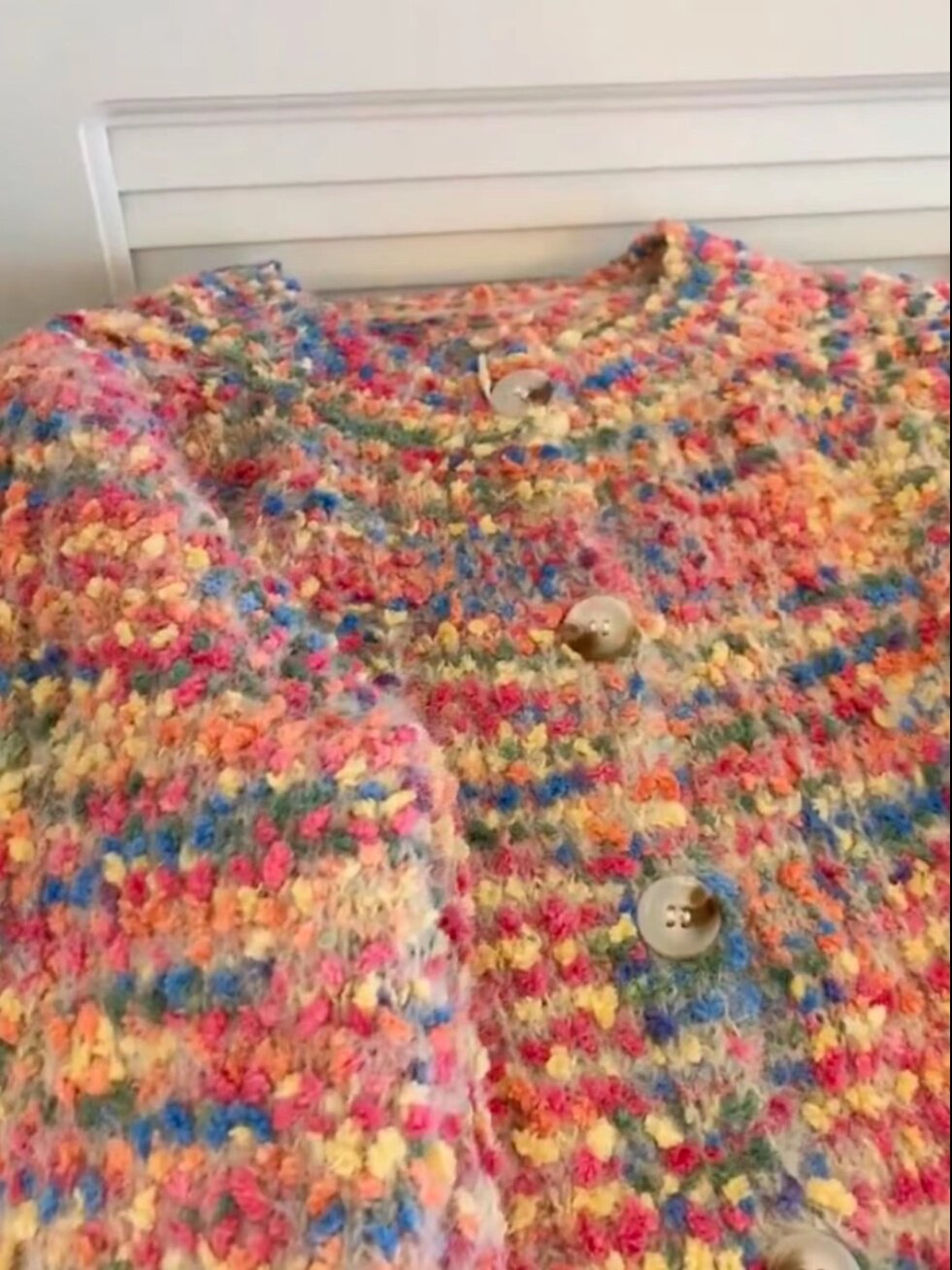 HEAVY  THIS IS REALLY LUXURIOUS RAINBOW PINK KNITTED CARDIGAN WOMENS 2024 SOFT AND GLUTINOUS LOOSE SWEATER JACKET