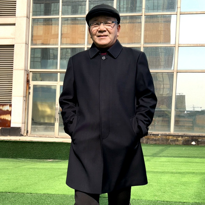 爸爸装中长款风衣中老年