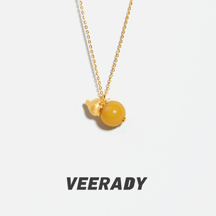 薇拉蒂S925纯银天然蜜蜡吊坠女款葫芦项链女款2026新款中式配毛衣