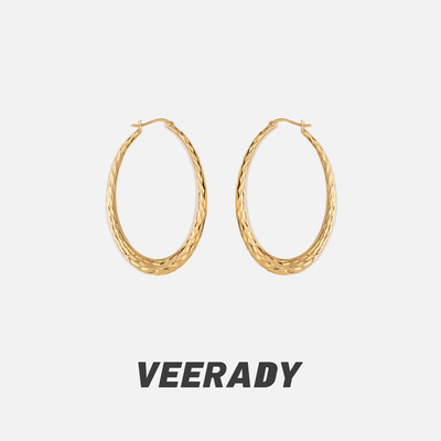 薇拉蒂S925纯银金色大耳圈