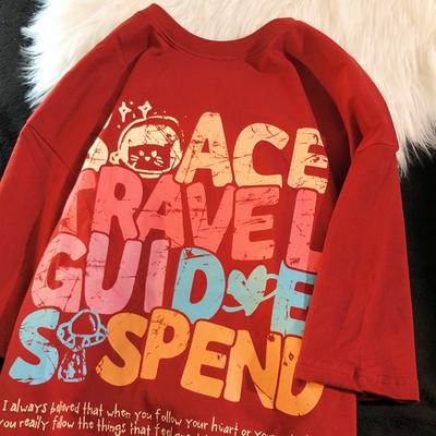 半袖T恤百搭常规印花纯棉情侣装