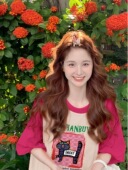 潮牌ins复古半袖 T恤女美式 宽松上衣卡通猫咪 胖MM插肩短袖 拼色大码