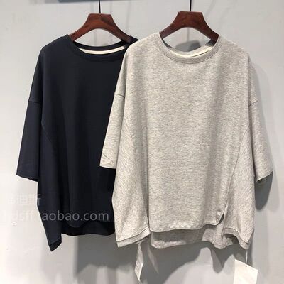 大码300斤胖MM蝙蝠袖T恤上衣女