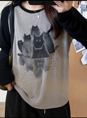 长袖复古重磅oversize纯棉女