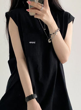无袖复古大码oversize纯棉女