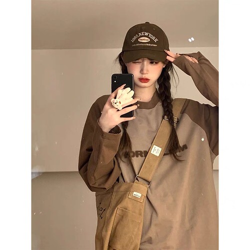 长袖复古重磅oversize纯棉女