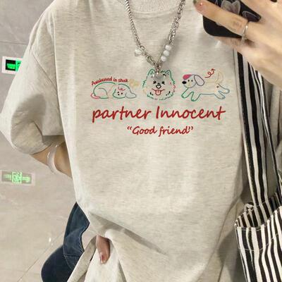 100%重磅纯棉正肩短袖大码T恤女