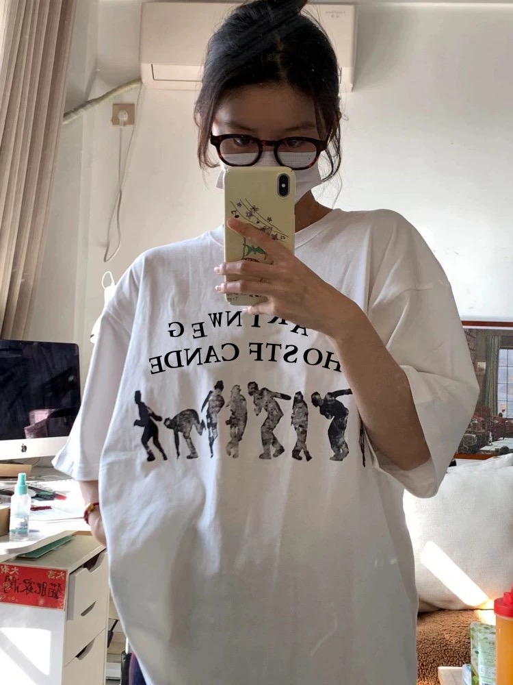 短袖港味重磅oversize纯棉女