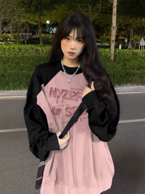 【商城品质】拼色圆领卫衣女