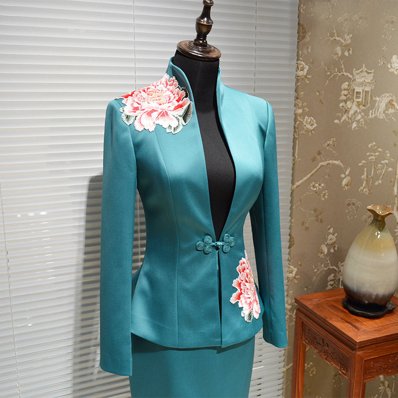 Fantastic Art New Chinese style Embroidery Business Suits Evening dress Embroidery Stewardess work uniform temperament suit Women's dressin the Women's clothing/Boutique , Set/Student uniforms/Work uniforms , Career skirt suits  category - from Buy2taobao.com to provide professional Taobao agent buy service