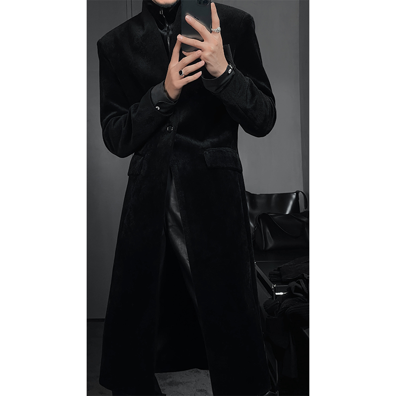 复古绒面高级感拉链双领毛呢大衣